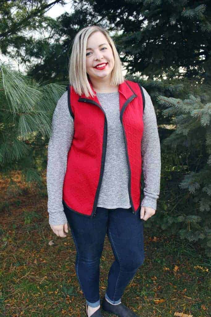 Zippered vest sewing pattern by Love Notions.