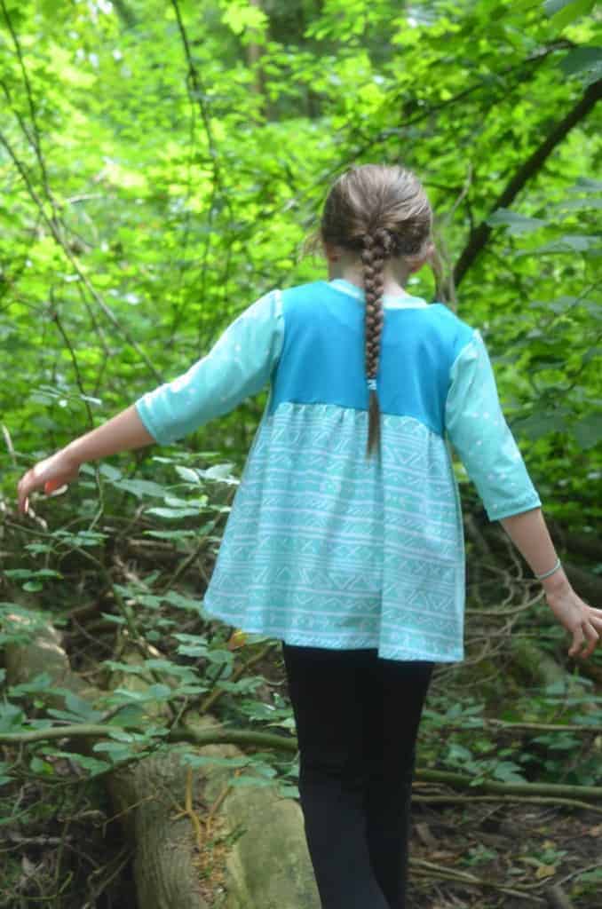 Girls hoodie sewing pattern with pixie hood by Love Notions