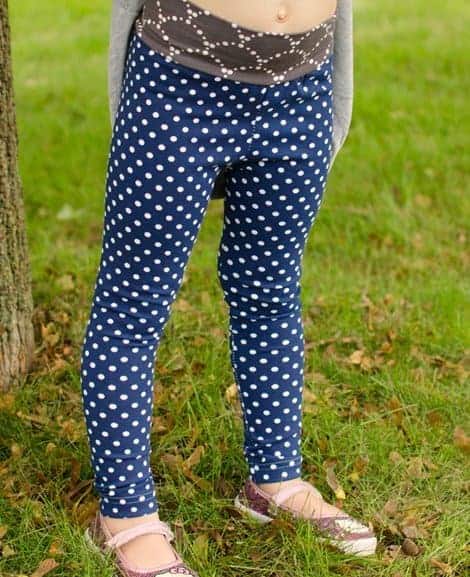 Free leggings pattern for girls 2T-14 with yoga or elastic waistband