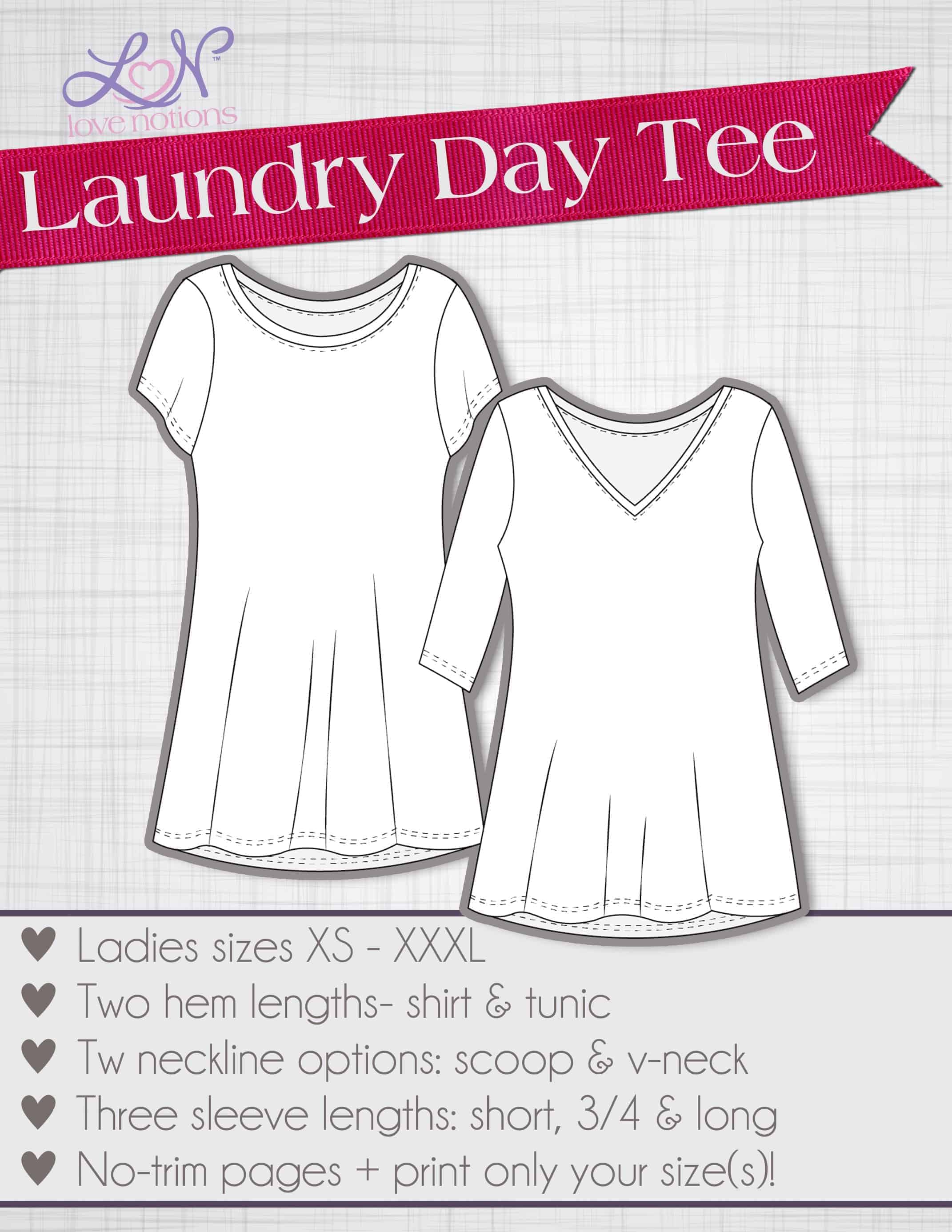 Laundry Day Tee XS-XXXL - Love Notions Sewing Patterns