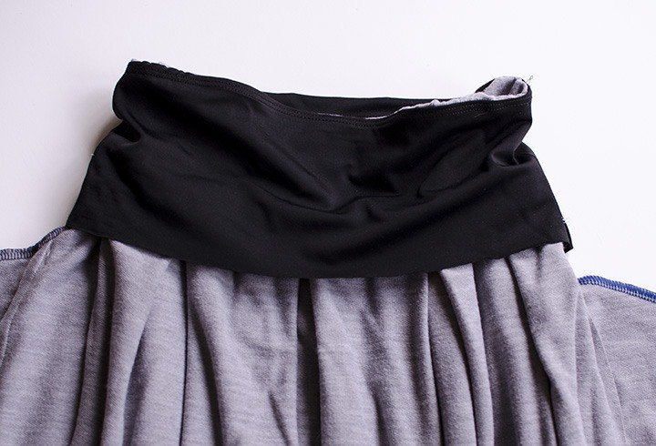 The inside of a pleated skirt with the hidden control top.