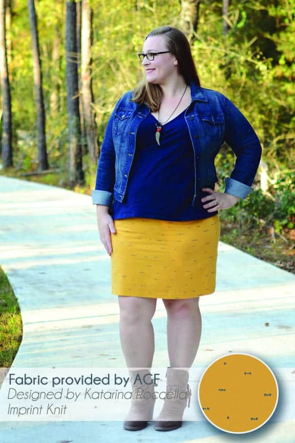 Pencil skirt in Datarina Roccella's Morse Dot Knit in Sun