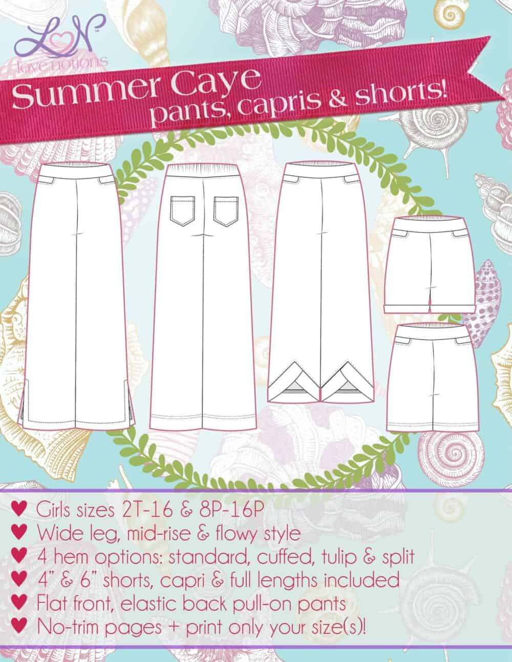 Girls Summer Caye pants, capris & shorts