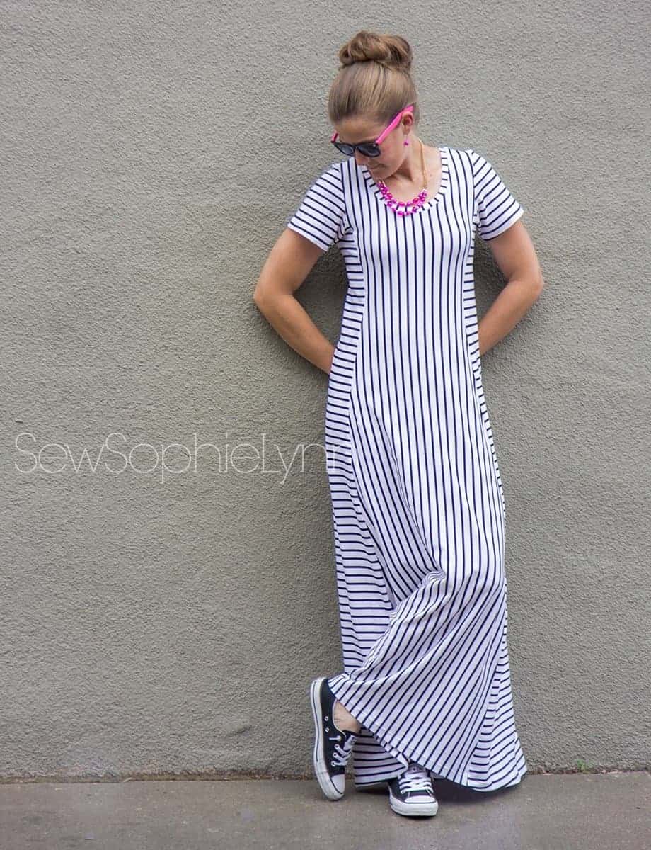 Tidal maxi dress with short sleeves