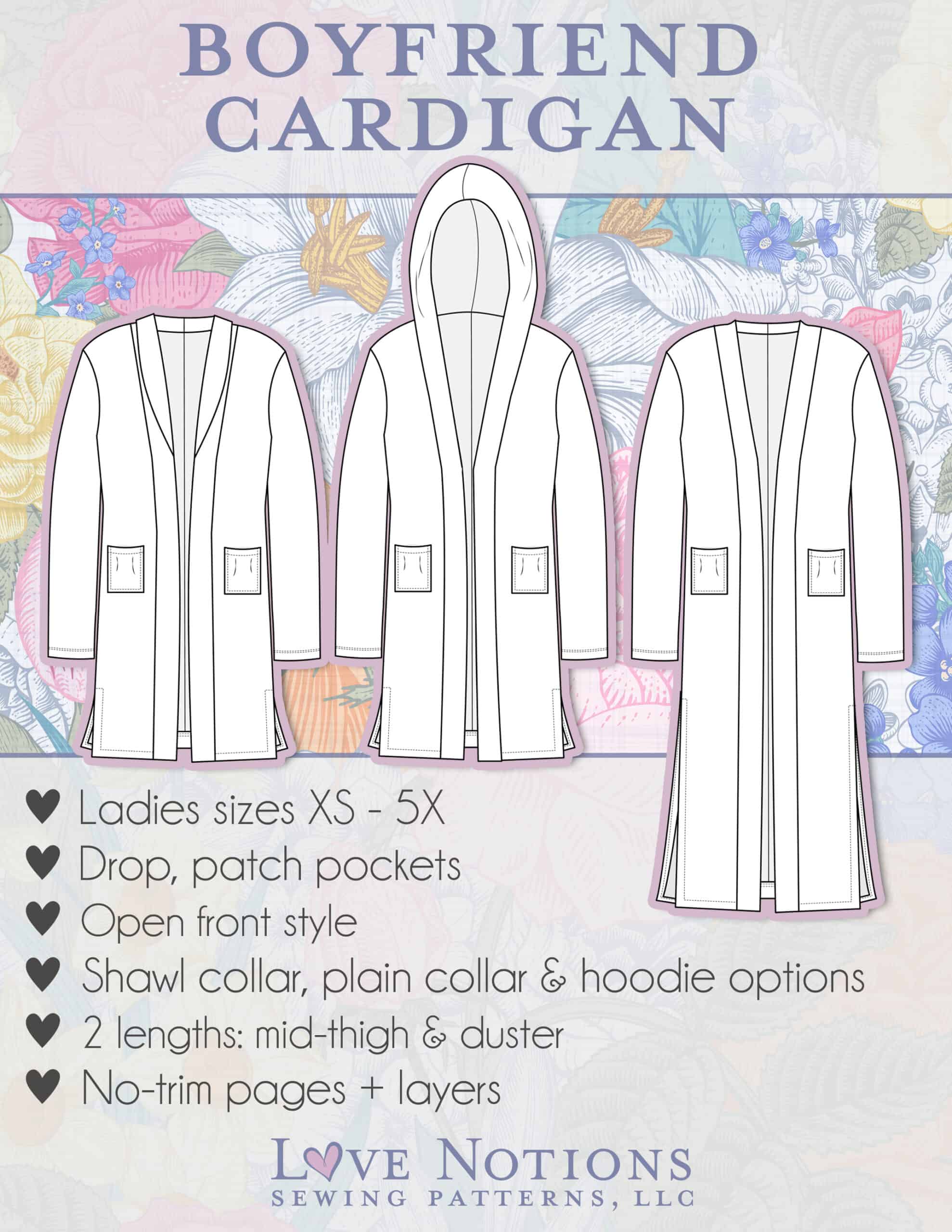 Ladies Boyfriend Cardigan Love Notions Sewing Patterns