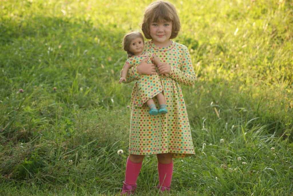 Doll and girl coordinating dress pattern