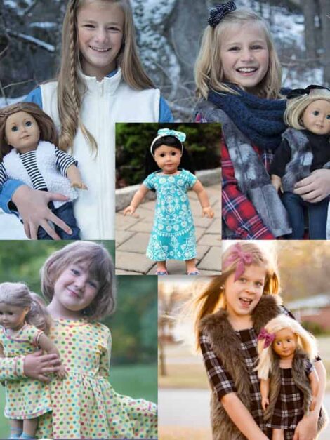 Doll and coordinating girls sewing patterns