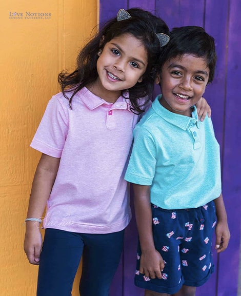 Love Notions boys polo pdf pattern with henley collar option