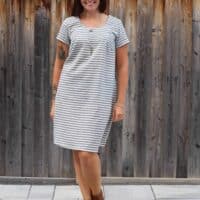 Knee length Cadence dress with short sleeves