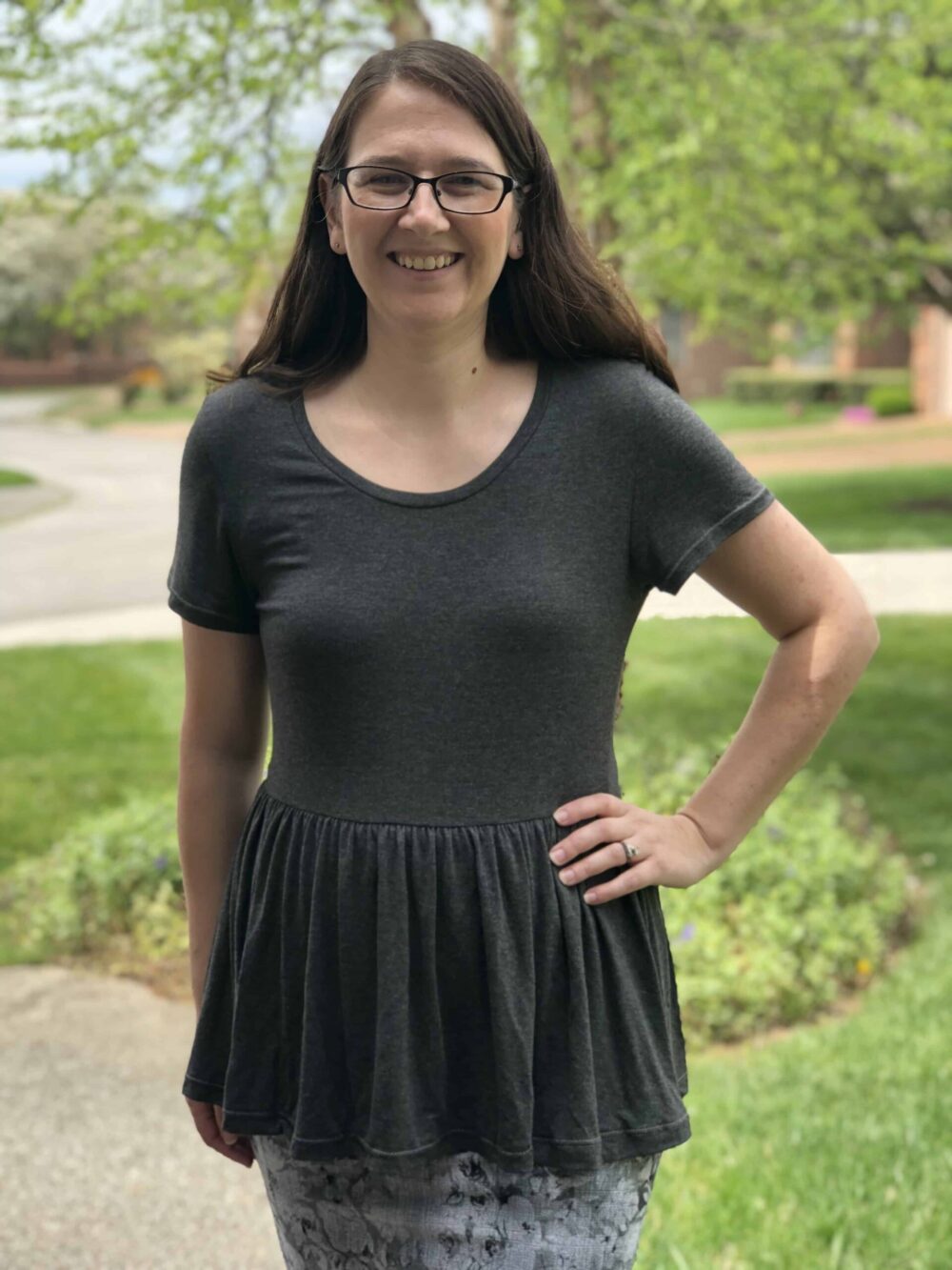 gray peplum top