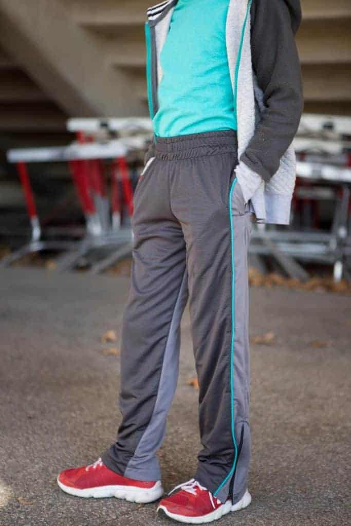 Track pants pdf sewing pattern for boys and girls by Love Notions.