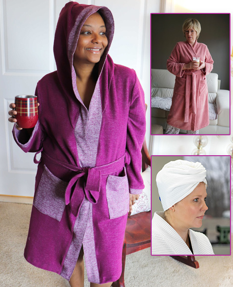 Latest Winter Woman Print Fleece Bath Robes Bathrobes Set