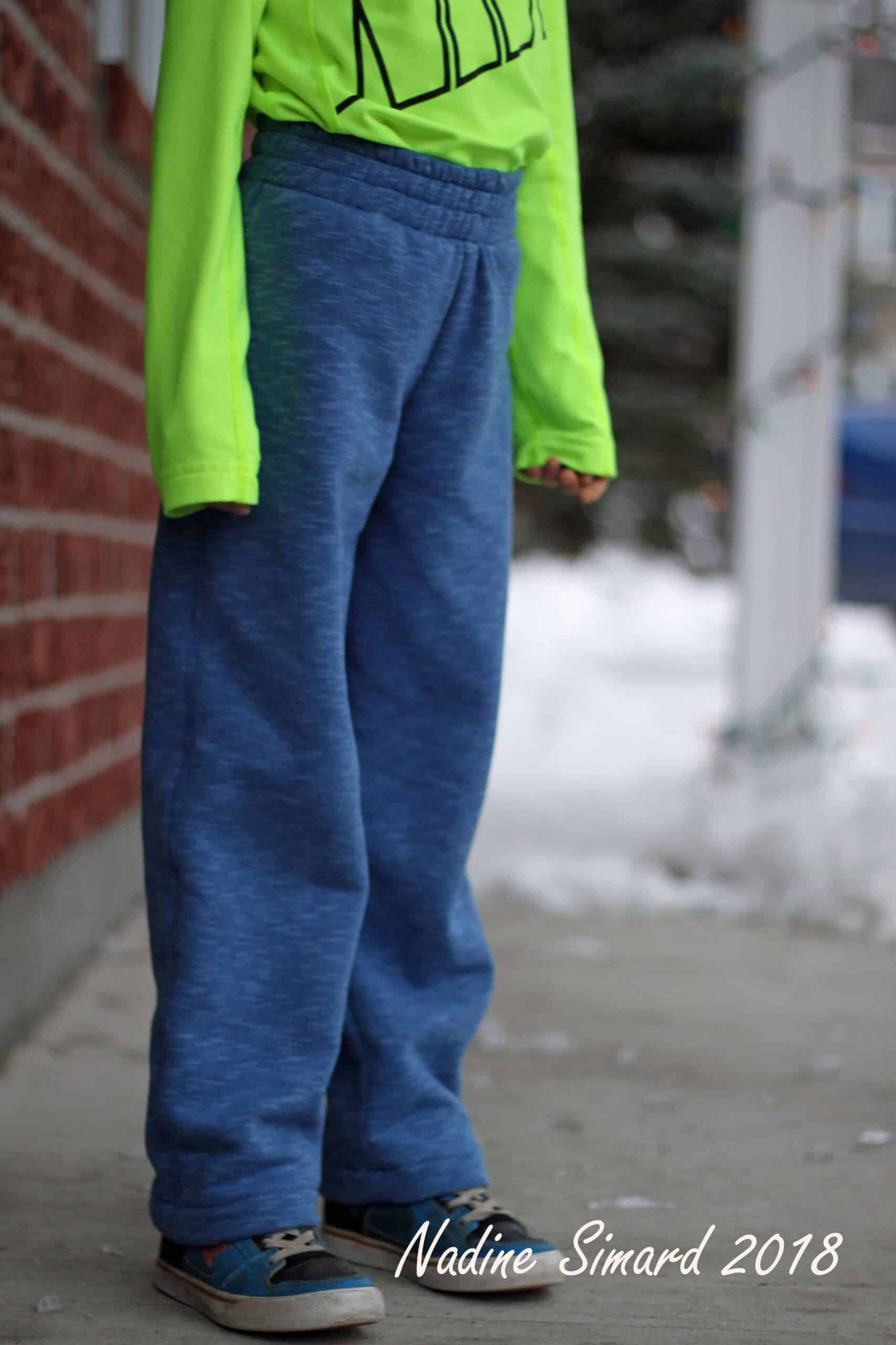 Track pants pdf sewing pattern for boys and girls by Love Notions.