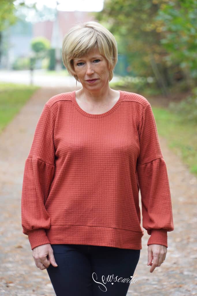 sloane sweater gathered sleeve