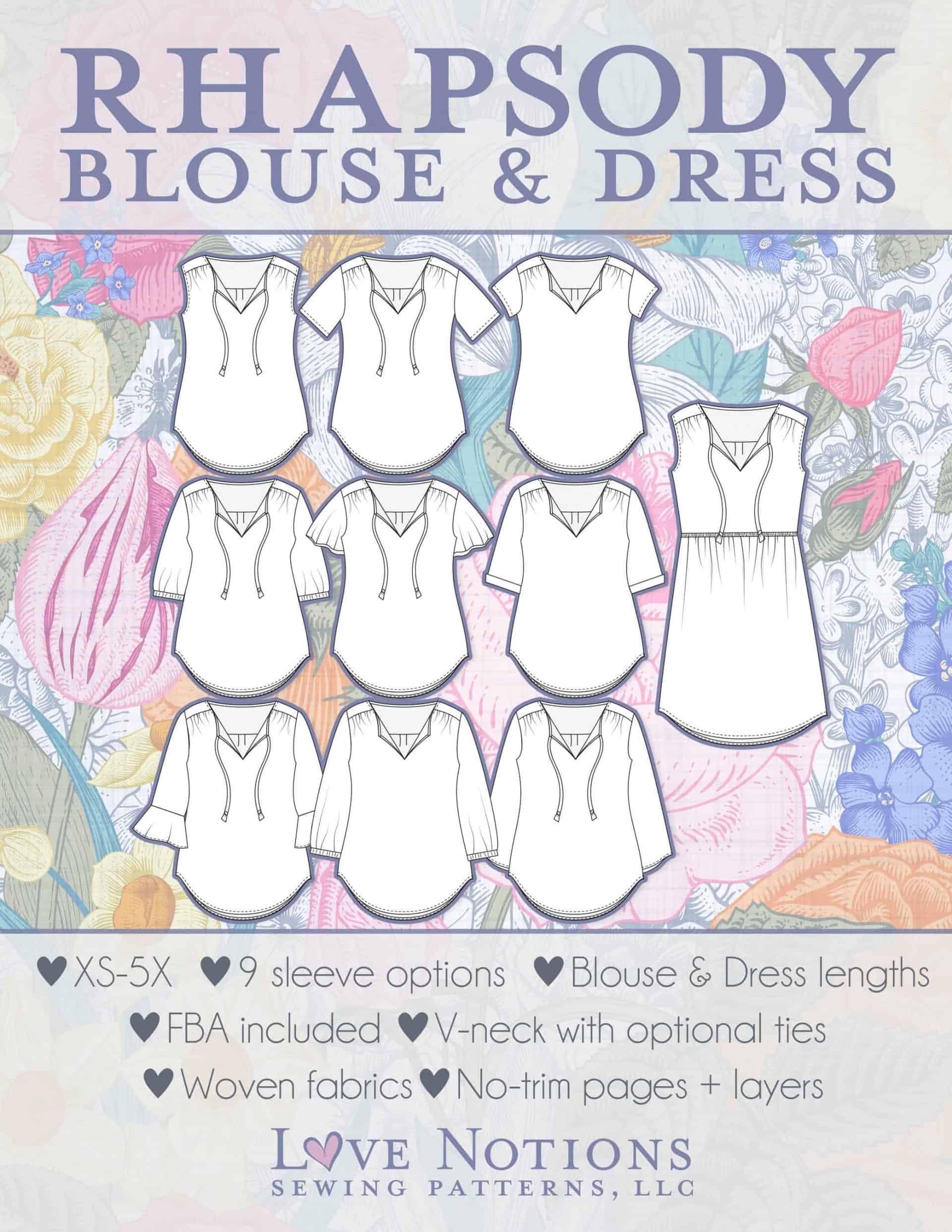 Rhapsody Blouse & Dress pdf pattern