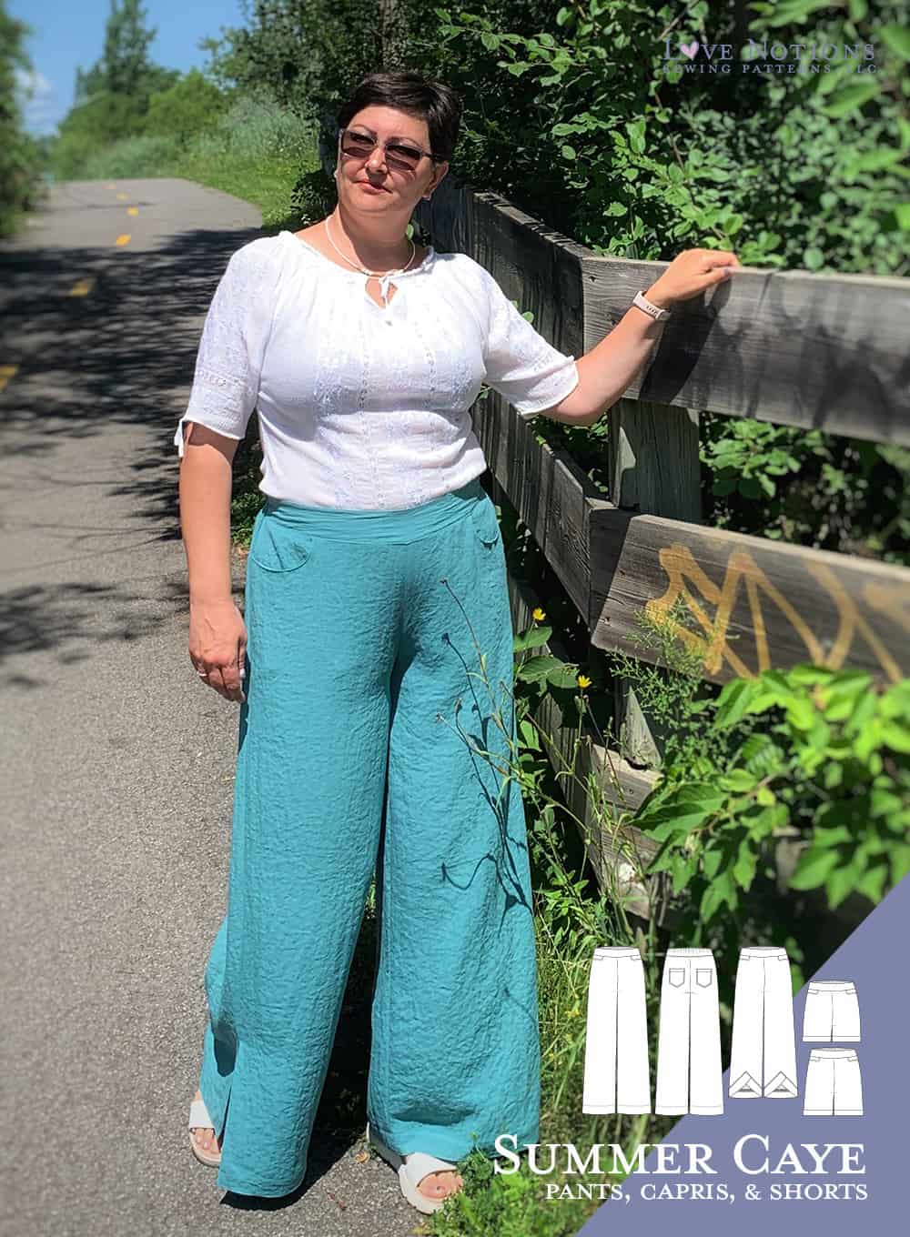 Wide legged palazzo pants pattern by Love Notions.