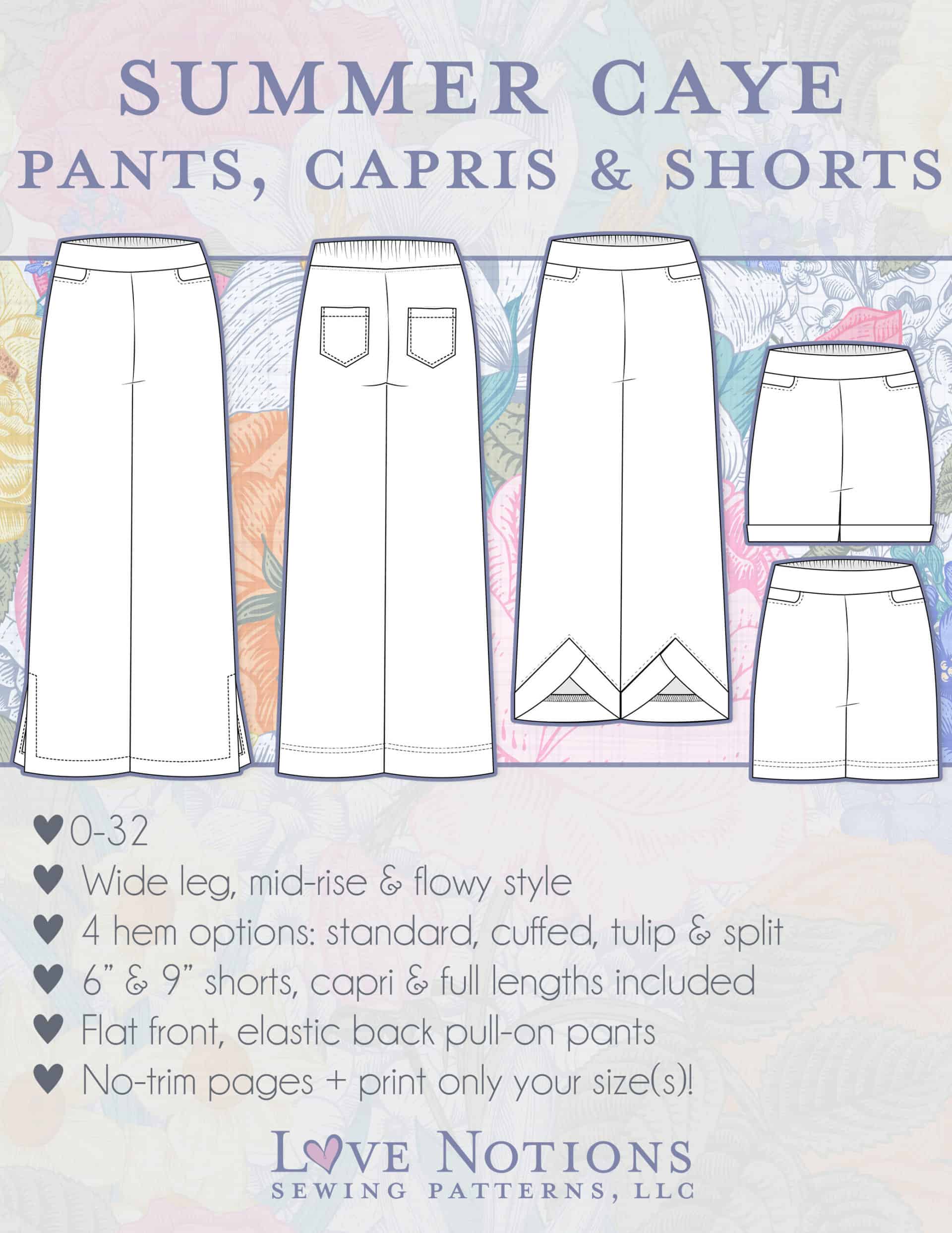 Girls Pants Pattern Pdf, Pants Sewing Pattern, Capri Pattern