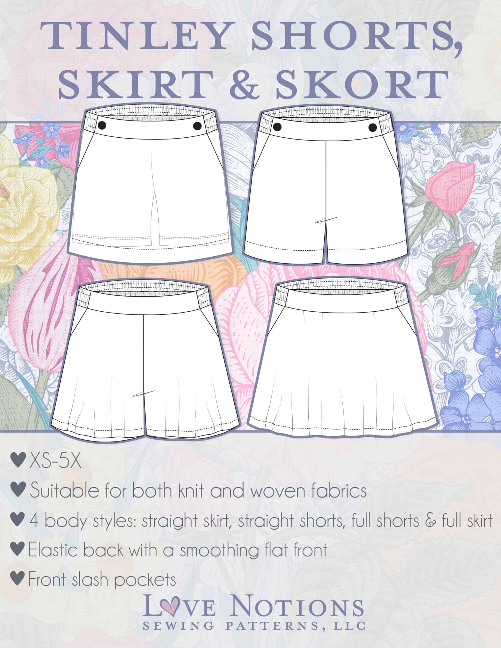 Tinley Shorts, Skirt, and Skort - Love Notions Sewing Patterns