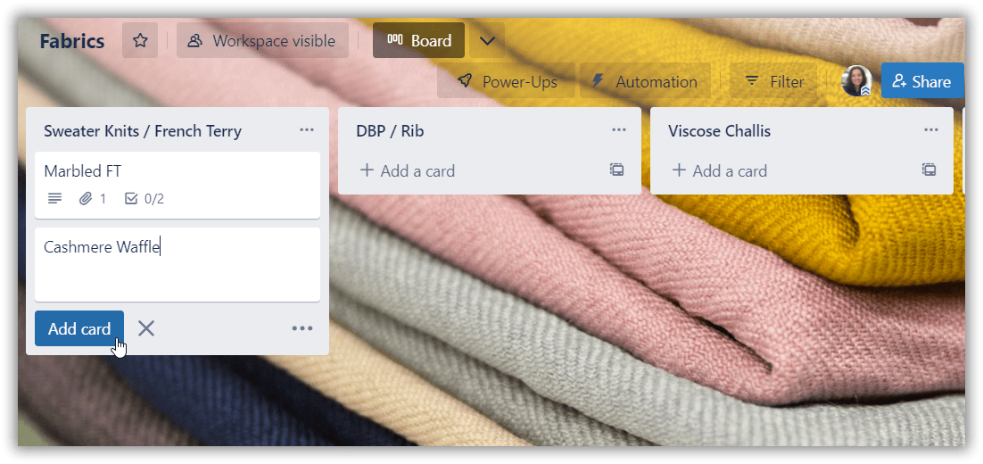 digitally organize fabric