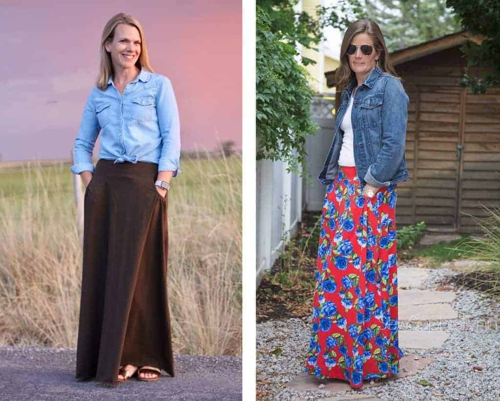 maxi skirt with denim