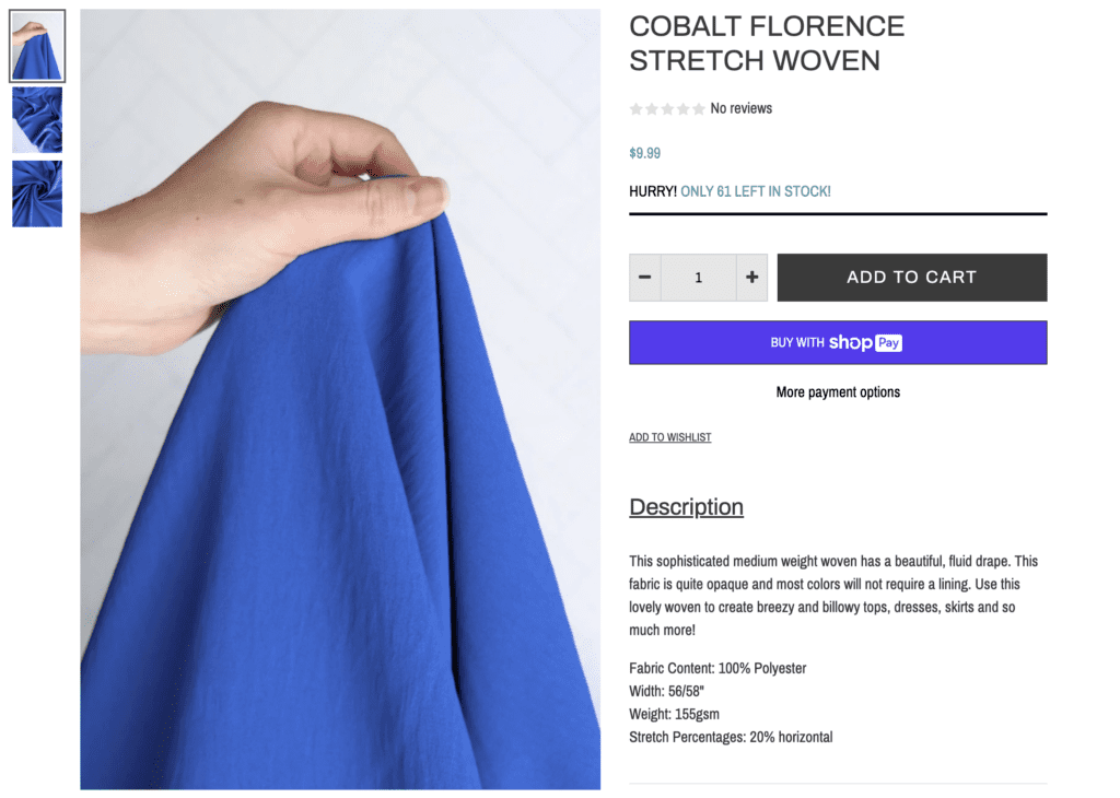 Cobalt Florence Stretch Woven