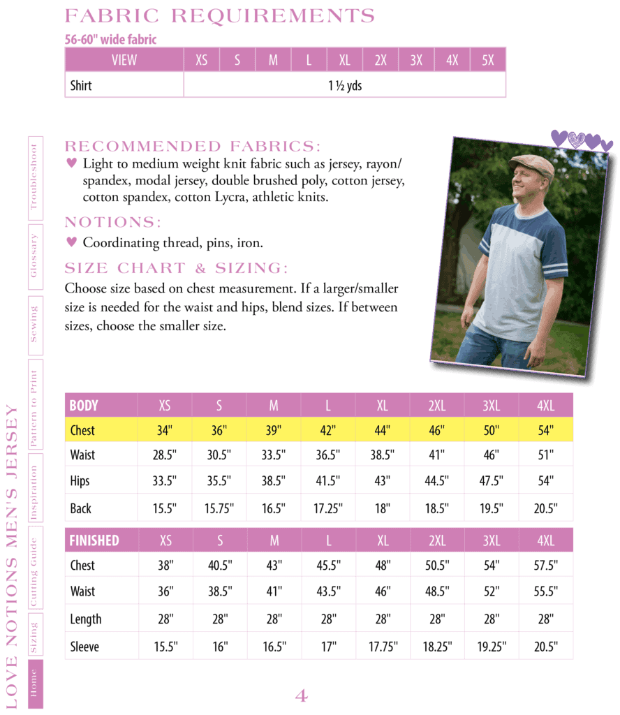 jersey size chart