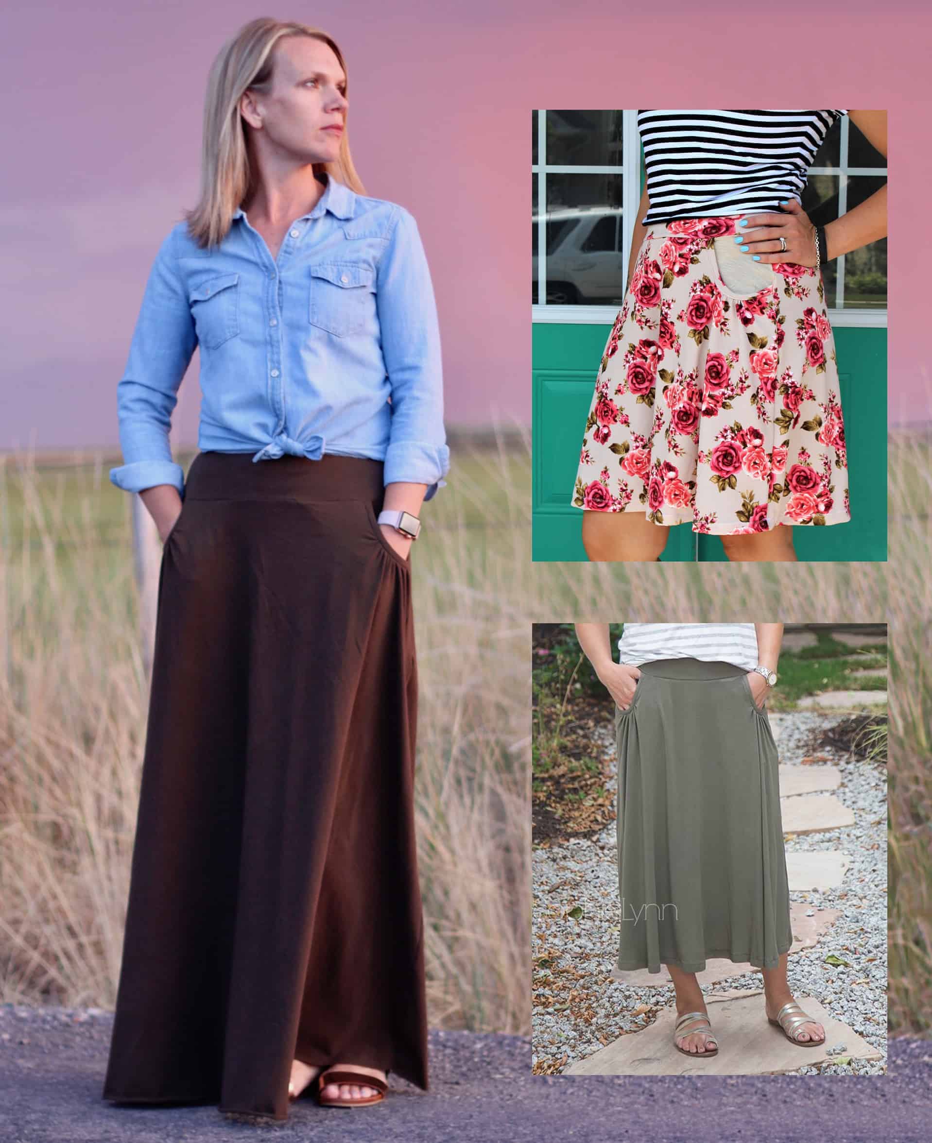 Maxi skirt pattern with pockets